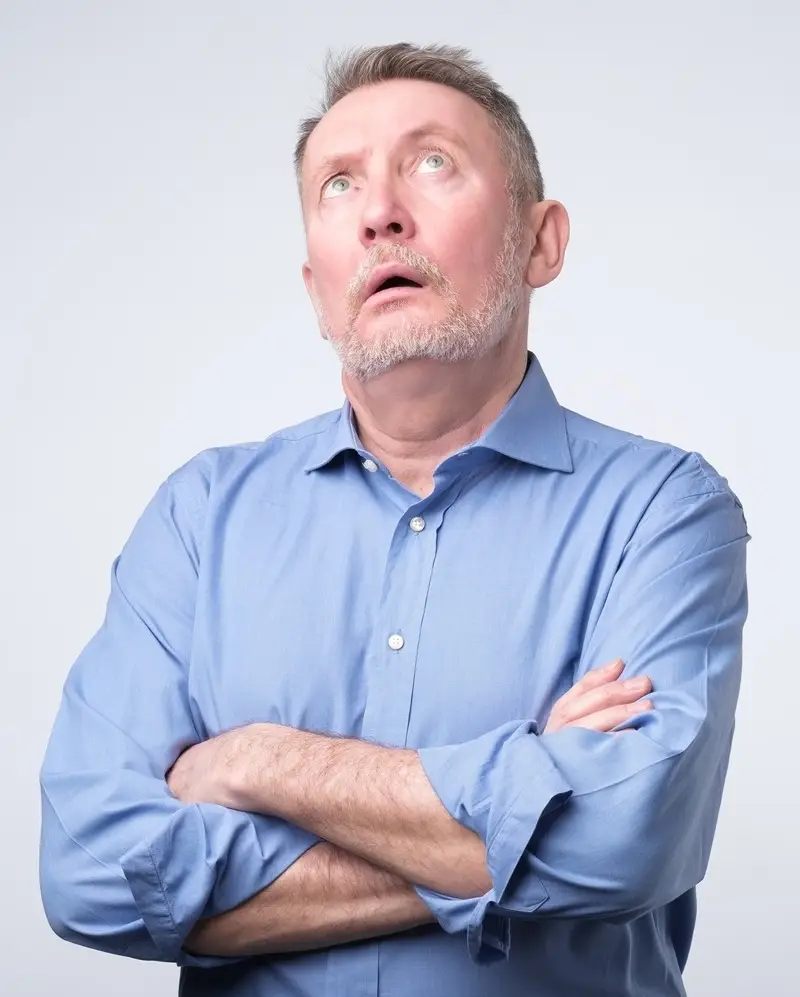 A frustrated dad of daughters rolls his eyes.